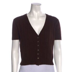 Brown Short Sleeve Cardigan